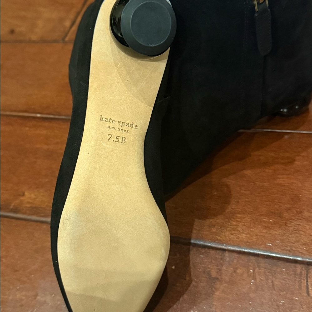 New Kate Spade Women's Black Leather Sydney Dress Booties Size 7.5B Narrow - Picture 13 of 16